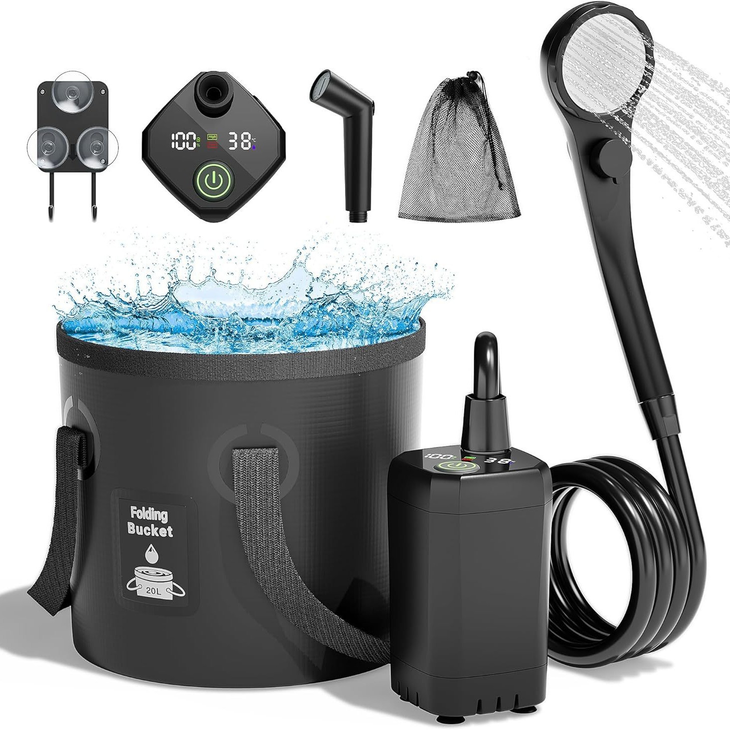 Outdoor Camping Carpet - Portable Self-Priming Electric Outdoor Shower Simple