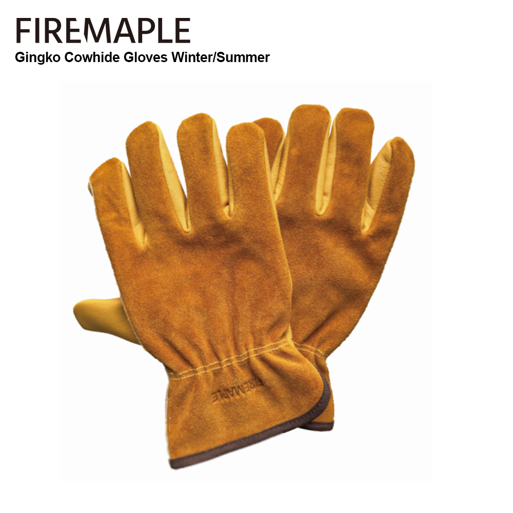 Camping Quiet - Fire-Maple Gingko Cowhide Leather Work Gloves