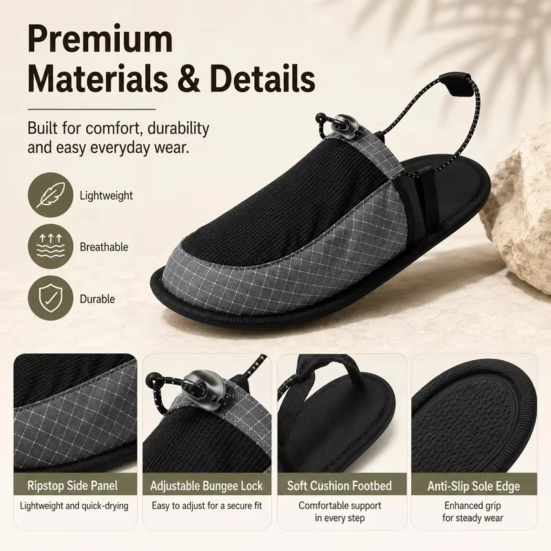 Outdoor Camping Slippers - Ultra Light Foldable Outdoor Camp Slippers