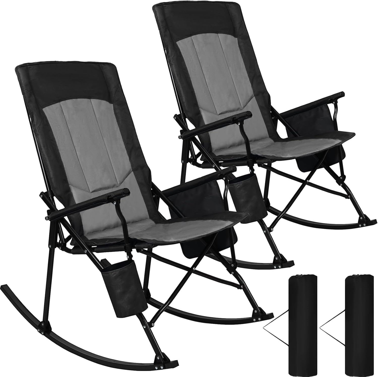 Outdoor Camping Rocker - 2Pack High Back Portable Rocking Chair