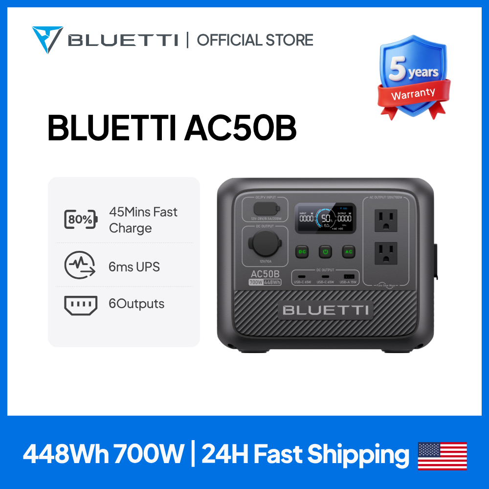 Outdoor Camping Outfit - BLUETTI AC50B Portable Power Station 700W