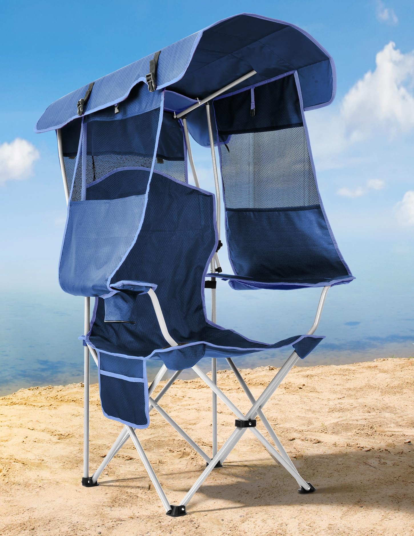 Outdoor Camping Canopy - Folding Camping Chair with Shade Canopy