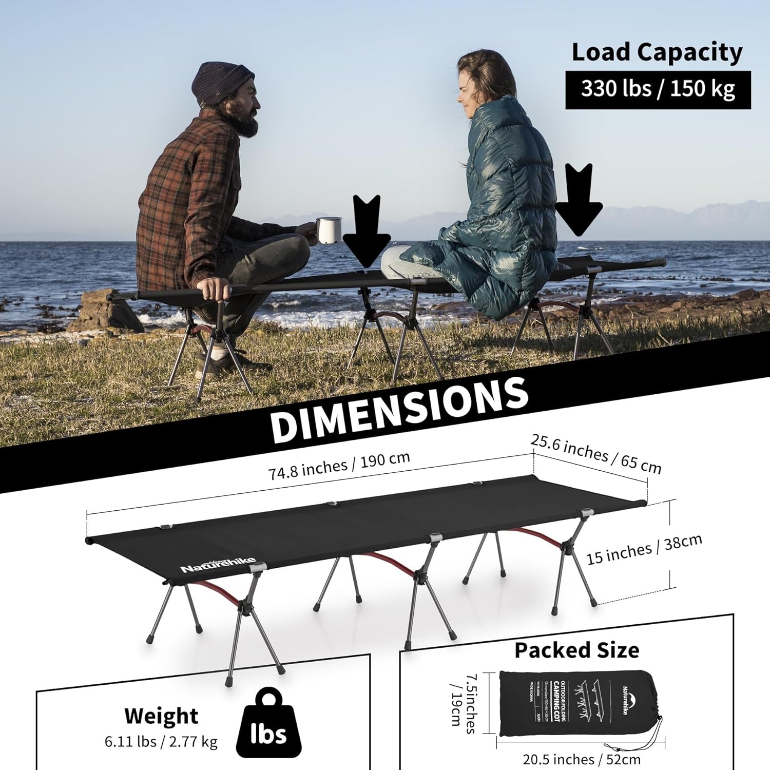 Naturehike Folding Camping Cot - Ultralight Ground Sheet 评论和价格