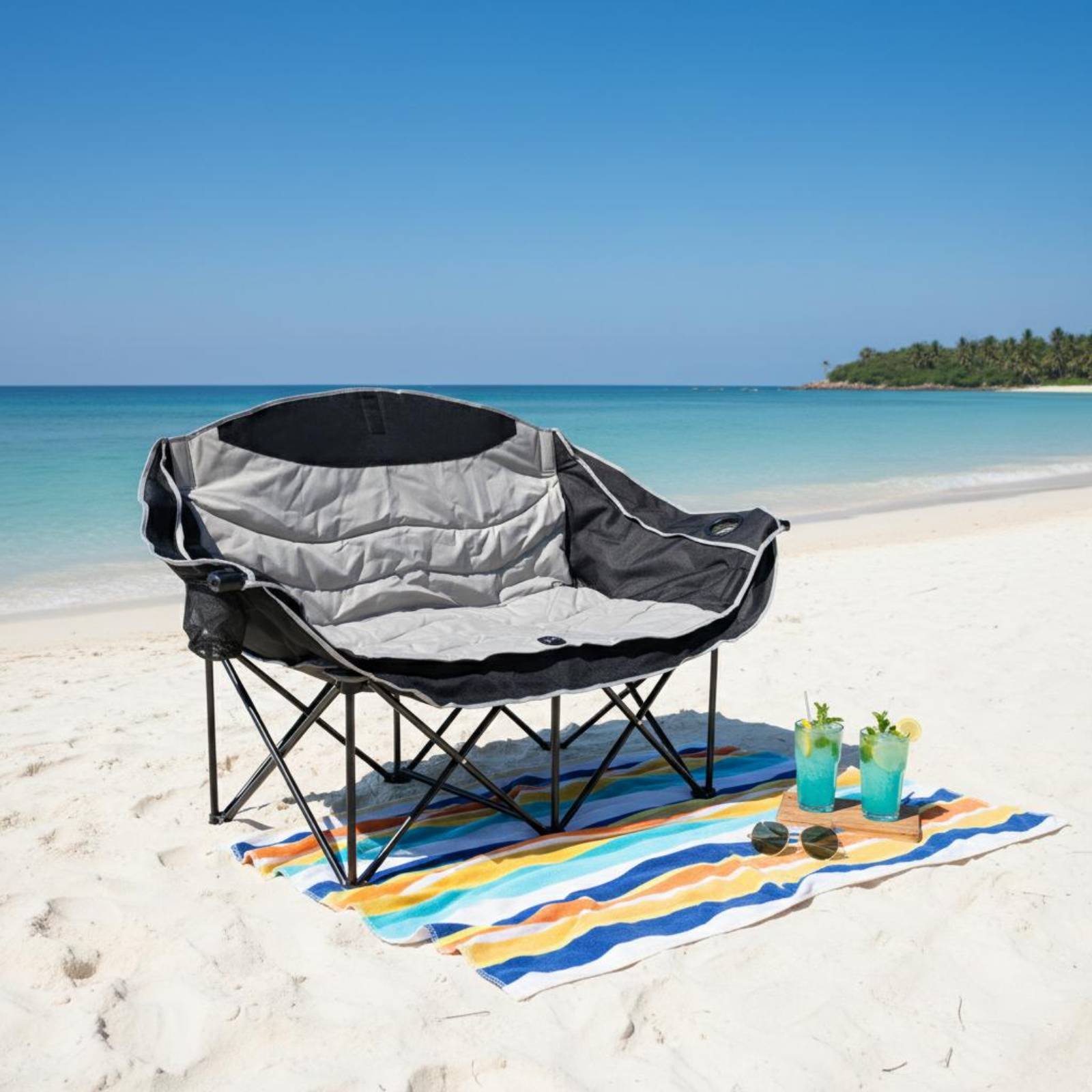 Double Camping Chair Foldable  - Outdoor Camping Meals 评论和价格