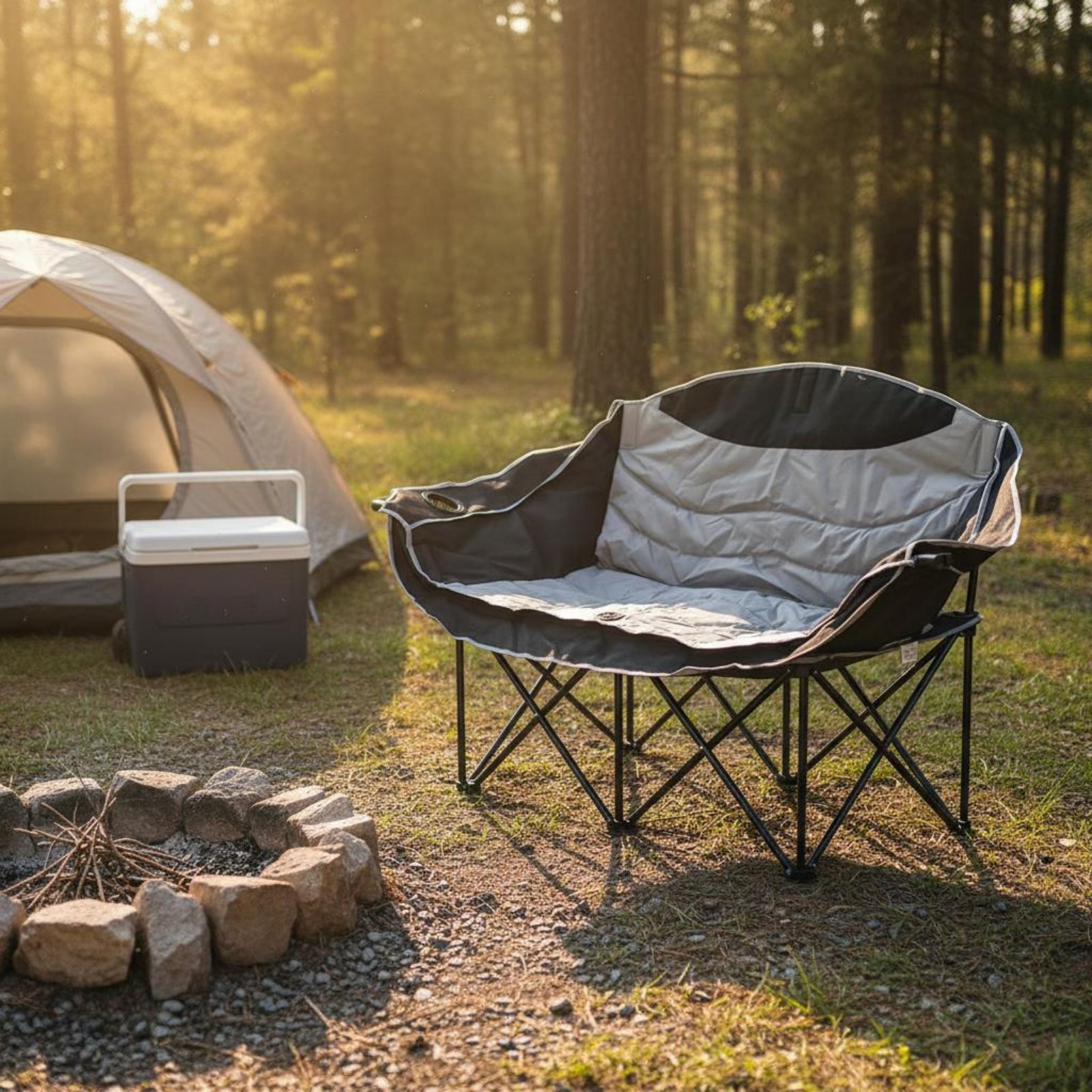 Double Camping Chair Foldable  - Outdoor Camping Meals 评论和价格