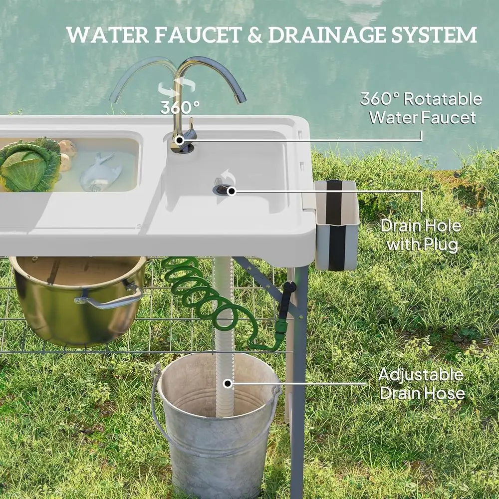 Portable Outdoor Camping Sink  - Outdoor Camping Table With Storage 评论和价格