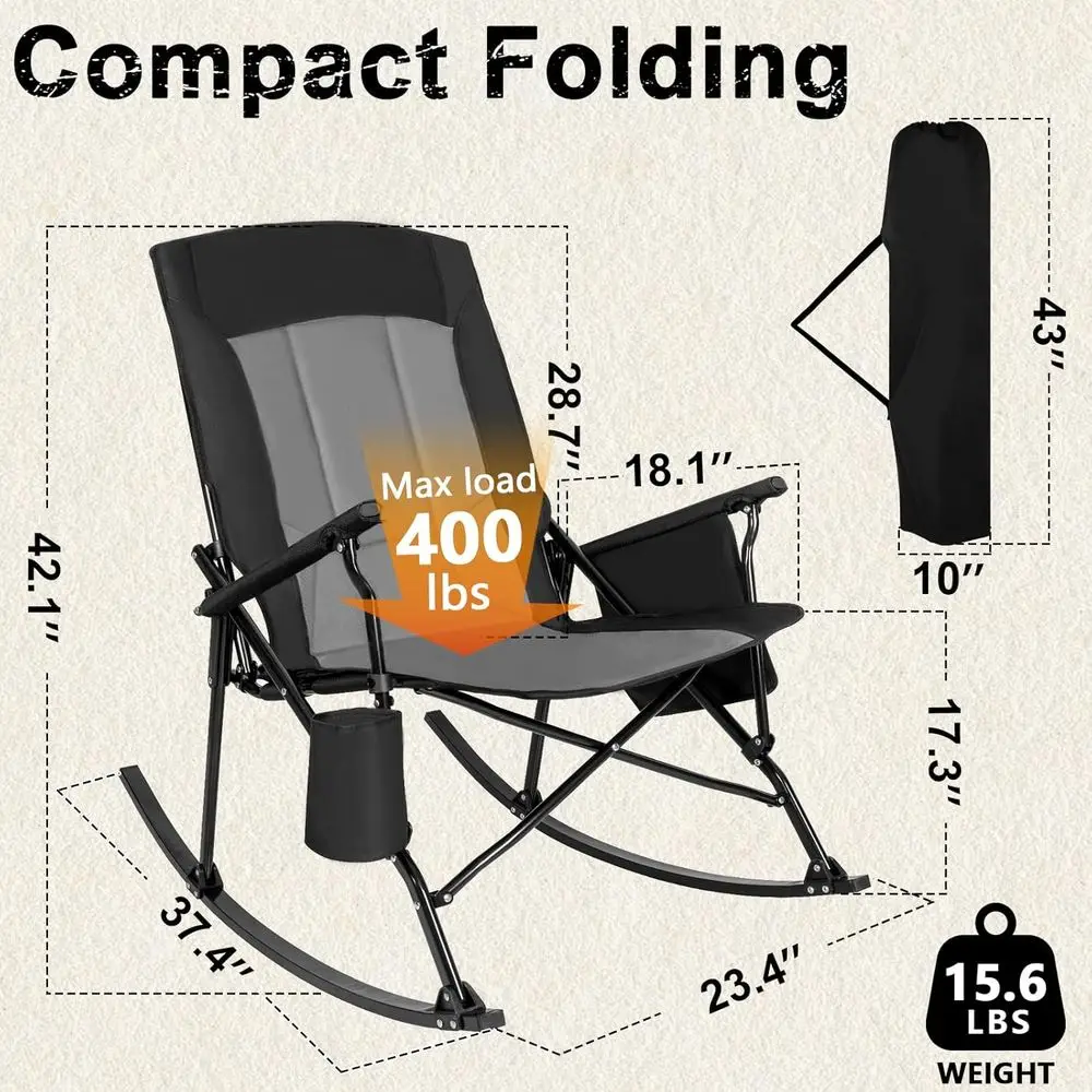 High-Back Portable Rocking Cha - Outdoor Camping Rocker 评论和价格