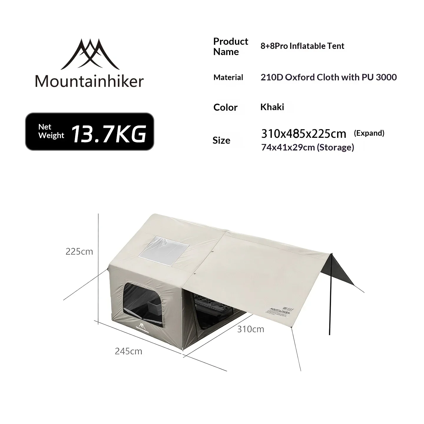 8+8㎡ MOUNTAINHIKER Inflatable  - Outdoor Camping Outfit 评论和价格