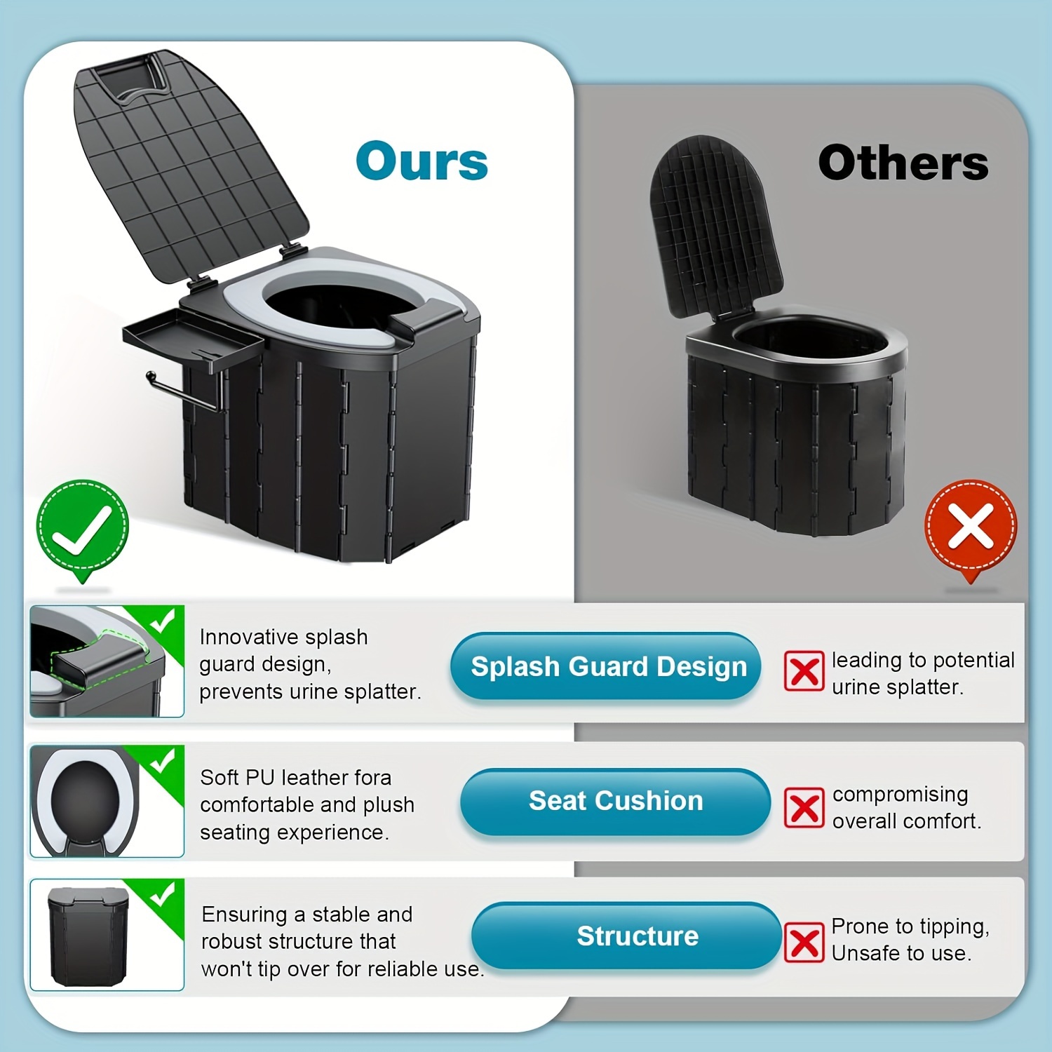 Portable Folding Toilet with P - Outdoor Camping Carpet 评论和价格