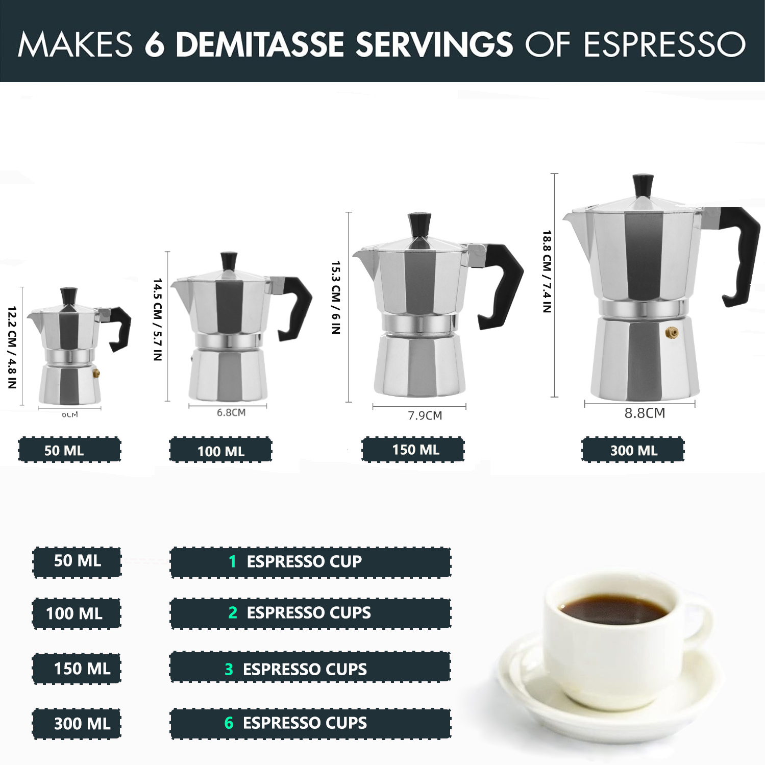 Classic Aluminum Moka Pot 50-3 - Outdoor Camping Items 评论和价格