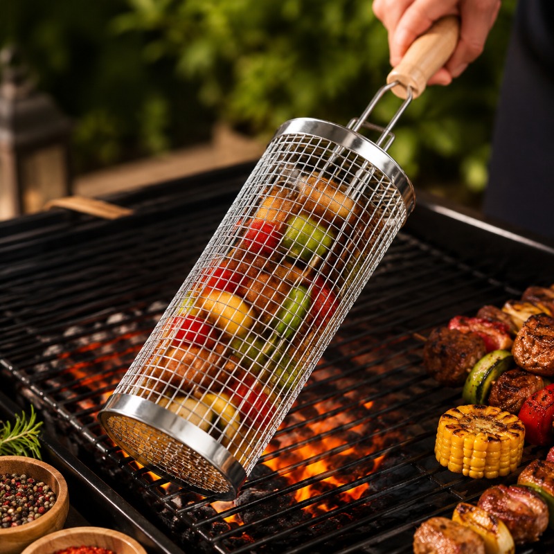 Round Barbecue Grill Basket Se - Outdoor Camping Outfit 评论和价格