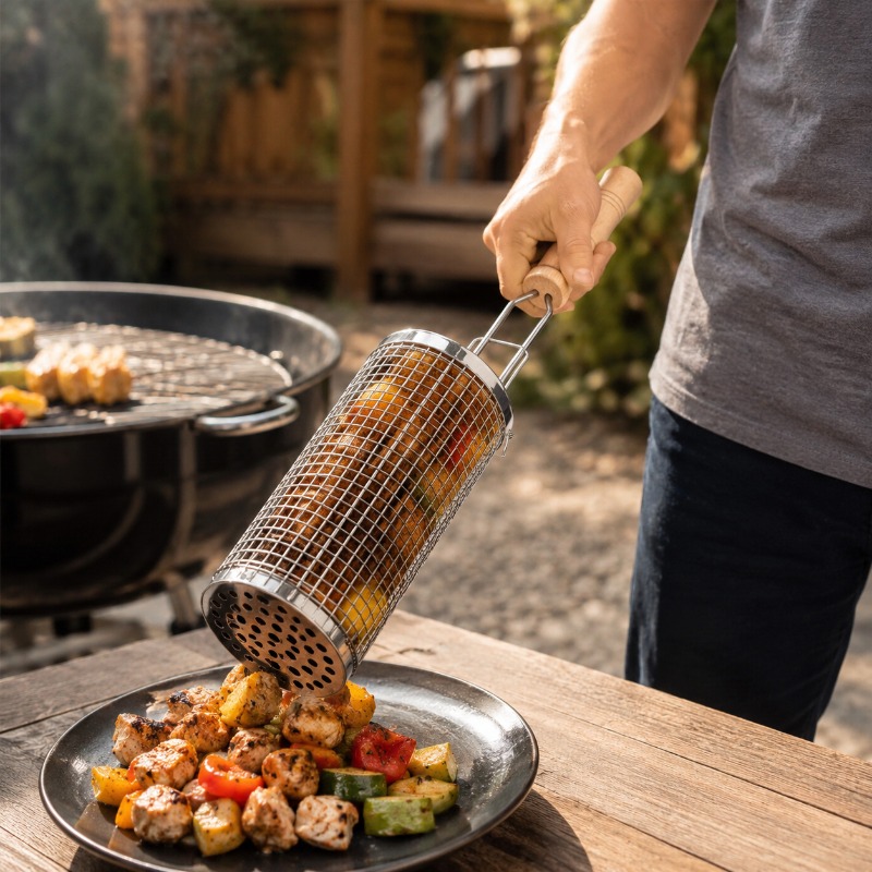 Round Barbecue Grill Basket Se - Outdoor Camping Outfit 评论和价格