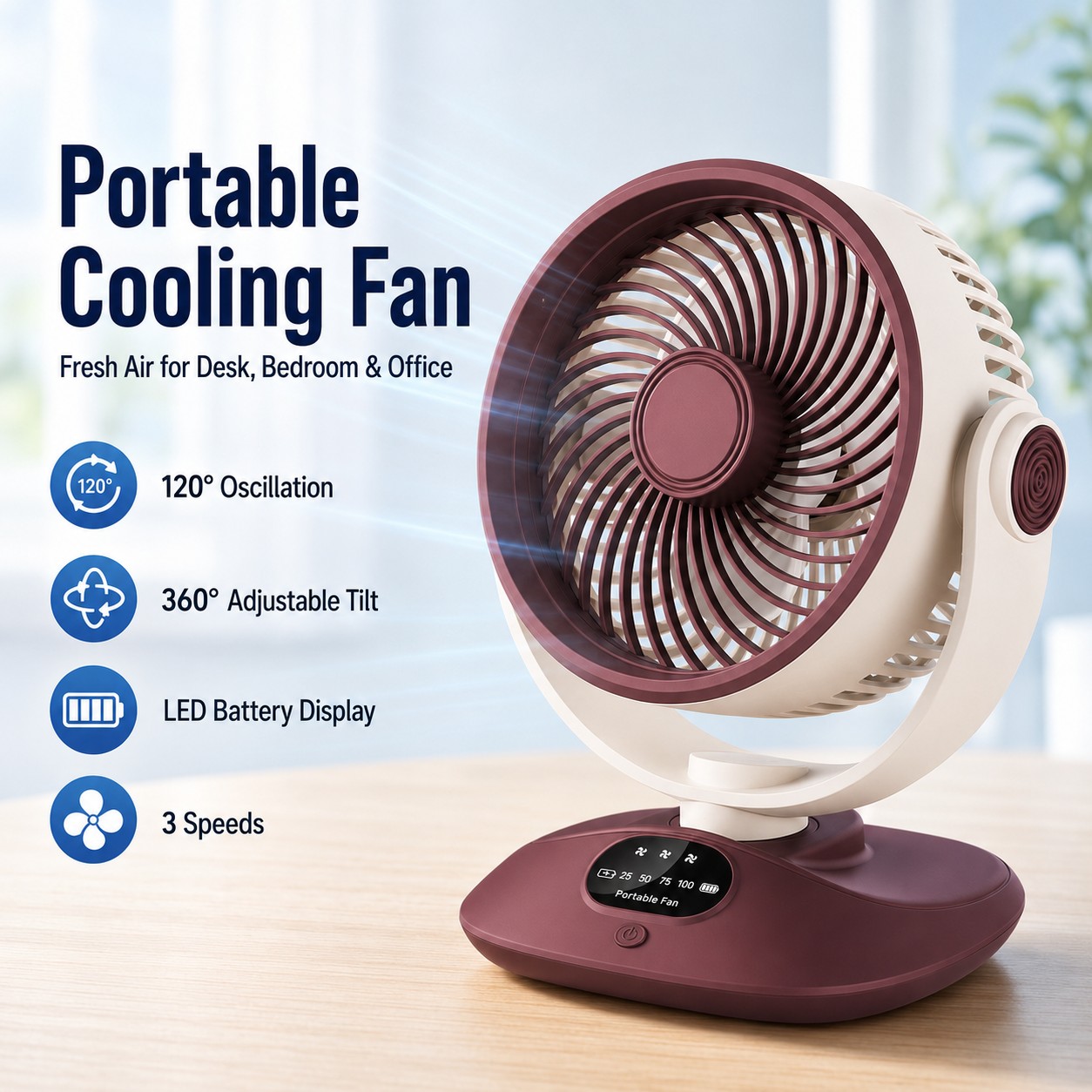 Desktop Fan Rechargeable Turbo - Camping Quiet 评论和价格