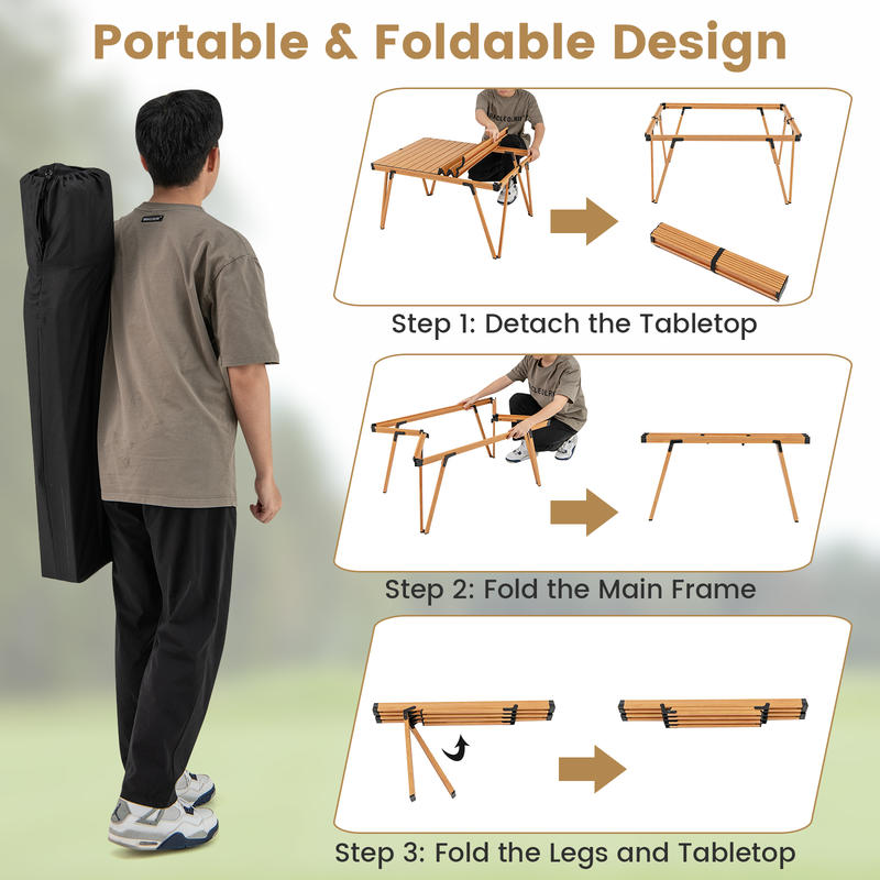 Single Folding Picnic Table 93 - Outdoor Camping Table With Storage 评论和价格